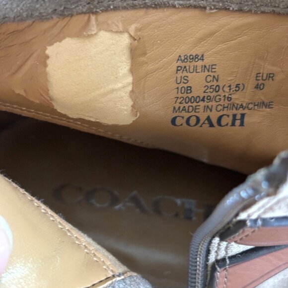 COACH Womens Taupe Bootie Pauline Size‎ 9 M Leather Ankle Boots Suede Strappy - Picture 15 of 16